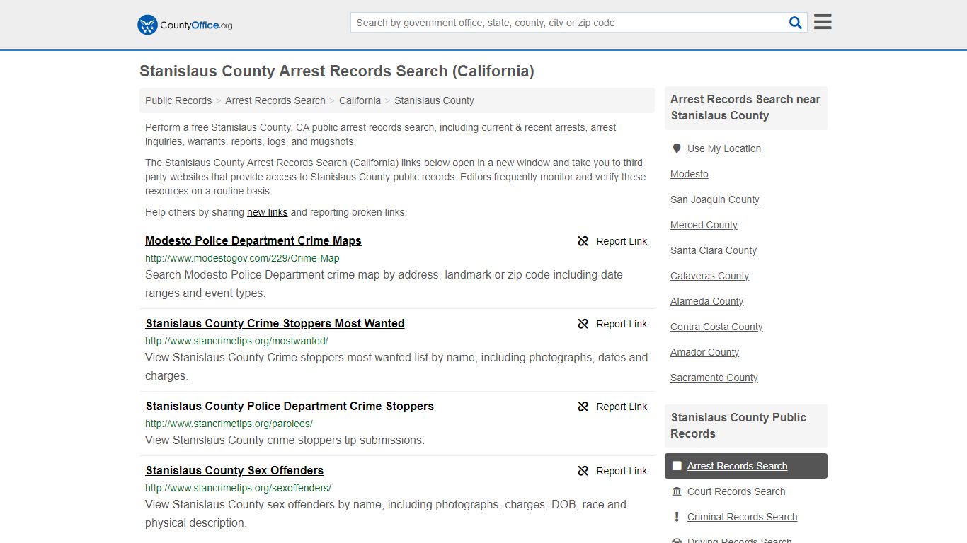 Stanislaus County Arrest Records Search (California) - County Office