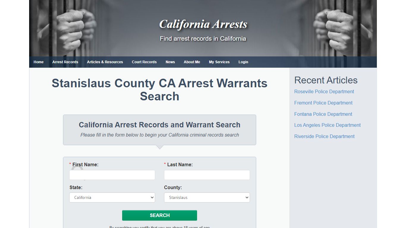 Stanislaus County CA Arrest Warrants Search - California Arrests